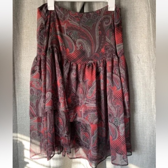 Lauren Ralph Lauren Paisley And Plaid Ruffle Skirt 12P - Picture 1 of 5